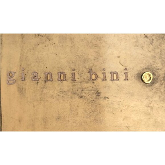 Gianni Bini Tan Flat Mule Slip-On Gold Chain Sz 7 Leather Embellished Career - Picture 9 of 12